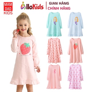 Váy cotton thu đông cho bé gái hãng Mamdadkids họa tiết đáng yêu