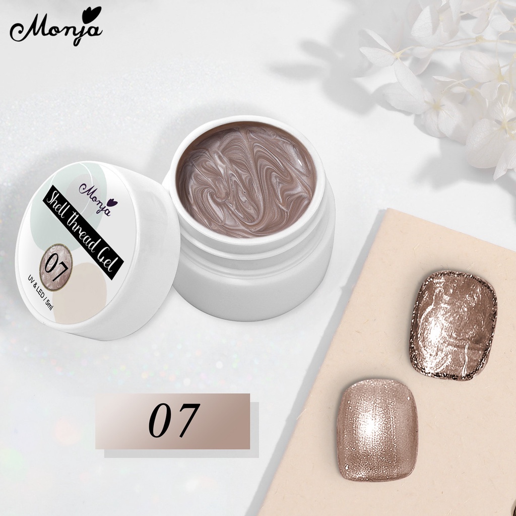 Gel UV trang trí móng tay Monja màu ngọc trai xoắn ốc long lanh bán vĩnh viễn tự làm với 8 màu 5ml