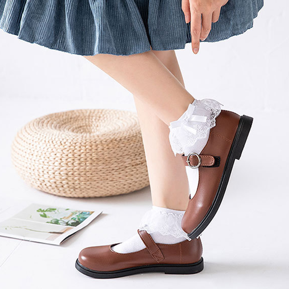 Vớ cotton phối ren đính nơ xinh xắn dễ thương dành cho nữ