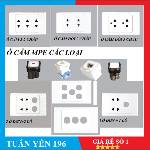 ⚡️Mặt Ổ Cắm Mặt Công Tắt Âm Tường MPE Kèm Phụ Kiện ⚡️