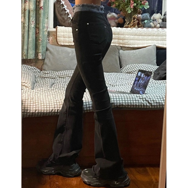 Quần Jeans Nữ Lưng Cao Ống Loe Thời Trang