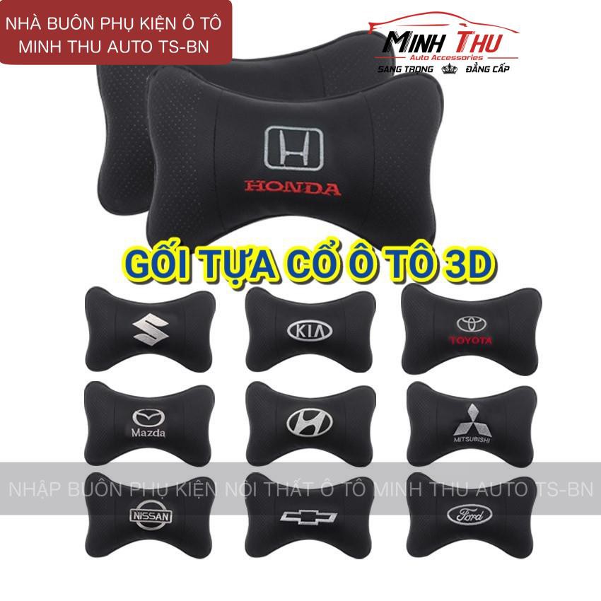 Gối Tựa Đầu 3D Xe Hơi Có Thêu Logo Hãng Xe Honda, Hyundai, Kia , Toyota, Mazda, Ford, Chevrolet, Mercedes, Nissan..