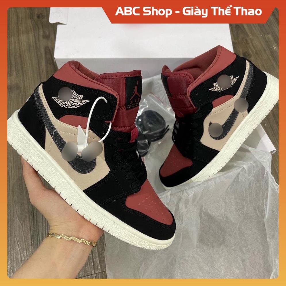 [FreeShip+ Hàng Tốt nhất] Giày Sneaker Jd1 đỏ mận đen vàng kem mõm đỏ cao cổ, Giầy JD1 high đỏ mận hot trend