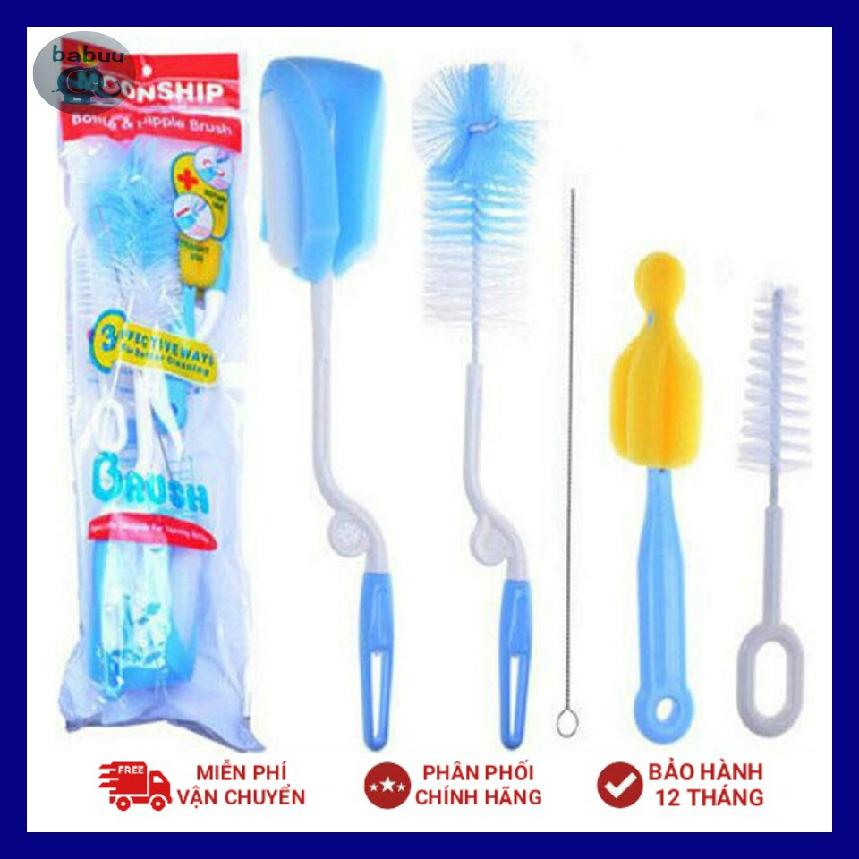 Bộ dụng cụ cọ rửa ly cốc, bình sữa 5 chi tiết