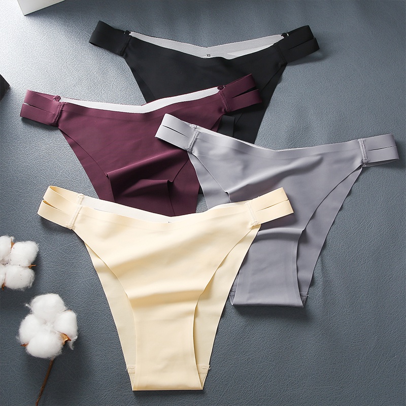 Bộ 2 quần lót CUTEBYTE lưng thấp vải lụa lạnh dễ thương cho nữ - size S-Xl