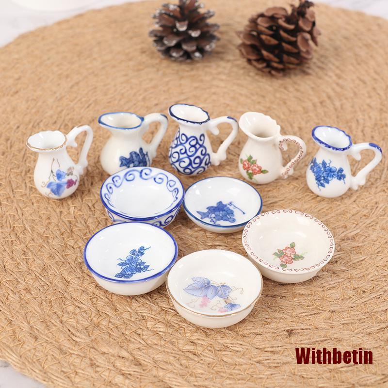 Set 2 Chậu Sứ Mini Trang Trí Nhà Búp Bê