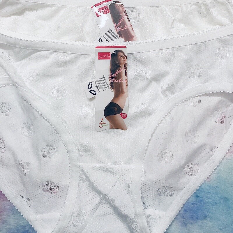 Combo 5 quần lót nữ màu trắng hoa gấm siêu mát.
