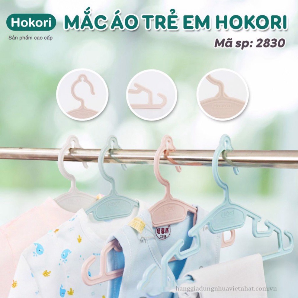 set 10 móc quần áo nhựa cho bé, mắc treo quần áo hokori 2830