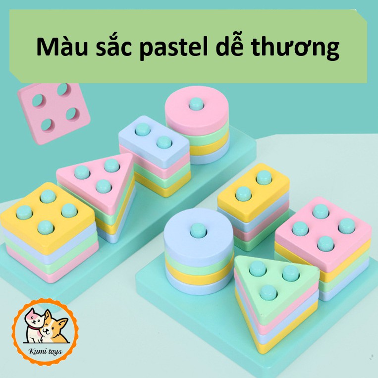 Đồ chơi thả hình bằng rèn luyện tư duy não bộ Montessori