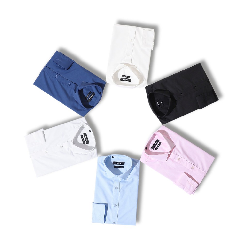 áo sơ mi ADINO trắng nam chất lụa chống nhăn phom slim fit công sở