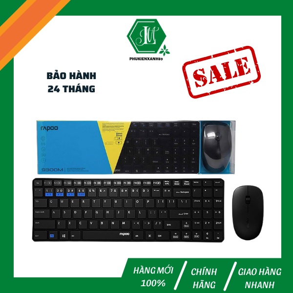 Bộ phím chuột không dây Rapoo 9300M (USB-Wireless, Bluetooth 3.0 & 4.0) BH 24 tháng