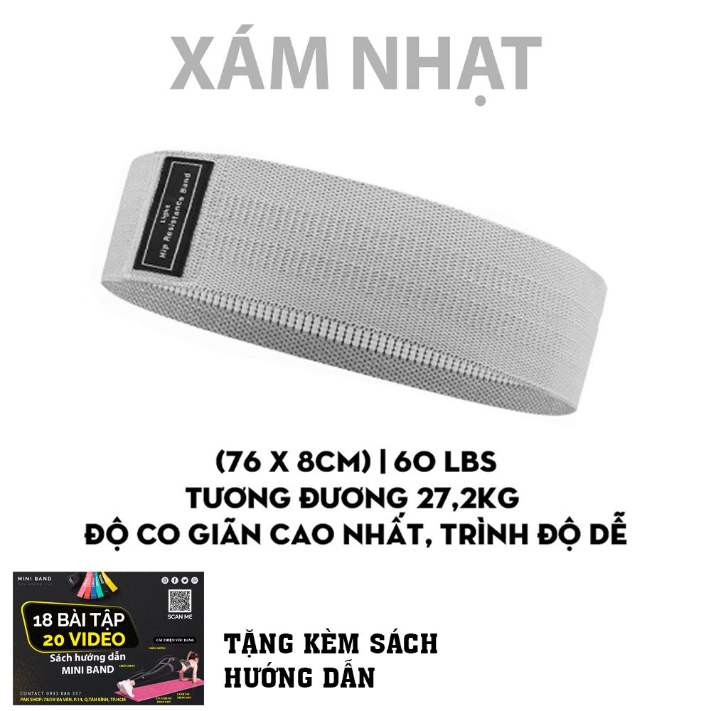 Dây kháng lực tập gym, mini band tập mông đàn hồi power band kháng lực vải Aolikes 3605