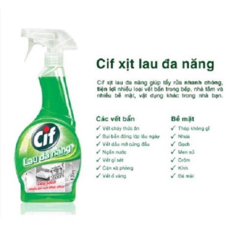 NƯỚC LAU CIF LAU ĐA NĂNG, lau kính, lau bếp 520ml