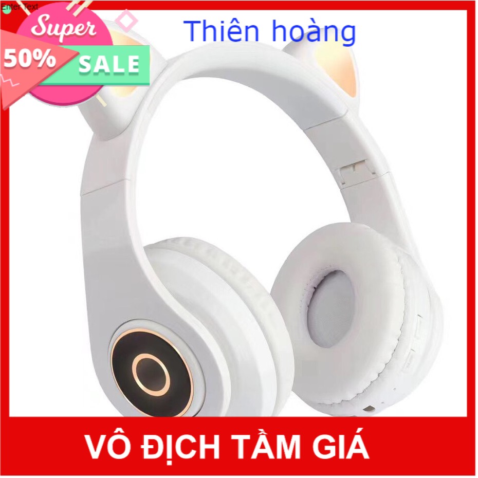 Tai Nghe Bluetooth tai mèo ,Chụp tai Không dây Đèn Led bas căng ,có thể Gập lại Mèo B39 pk thiên hoàng .