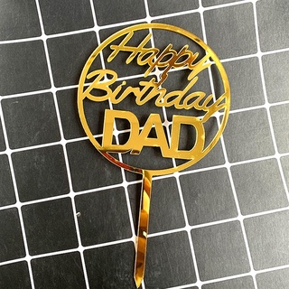 Topper mica HPBD Dad 1 vòng tròn vàng