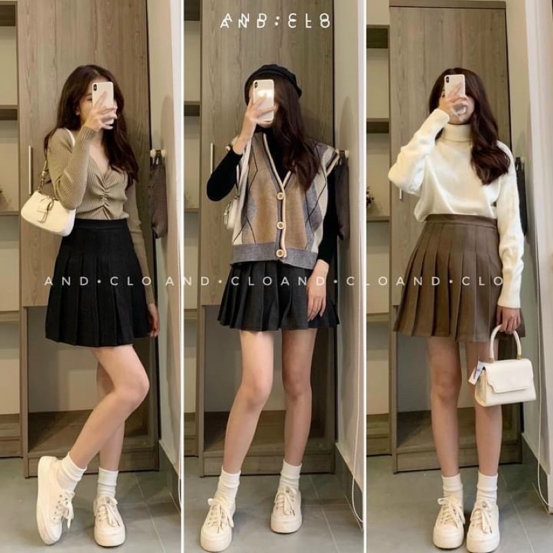 Chân váy dạ xếp ly best mộc | BigBuy360 - bigbuy360.vn