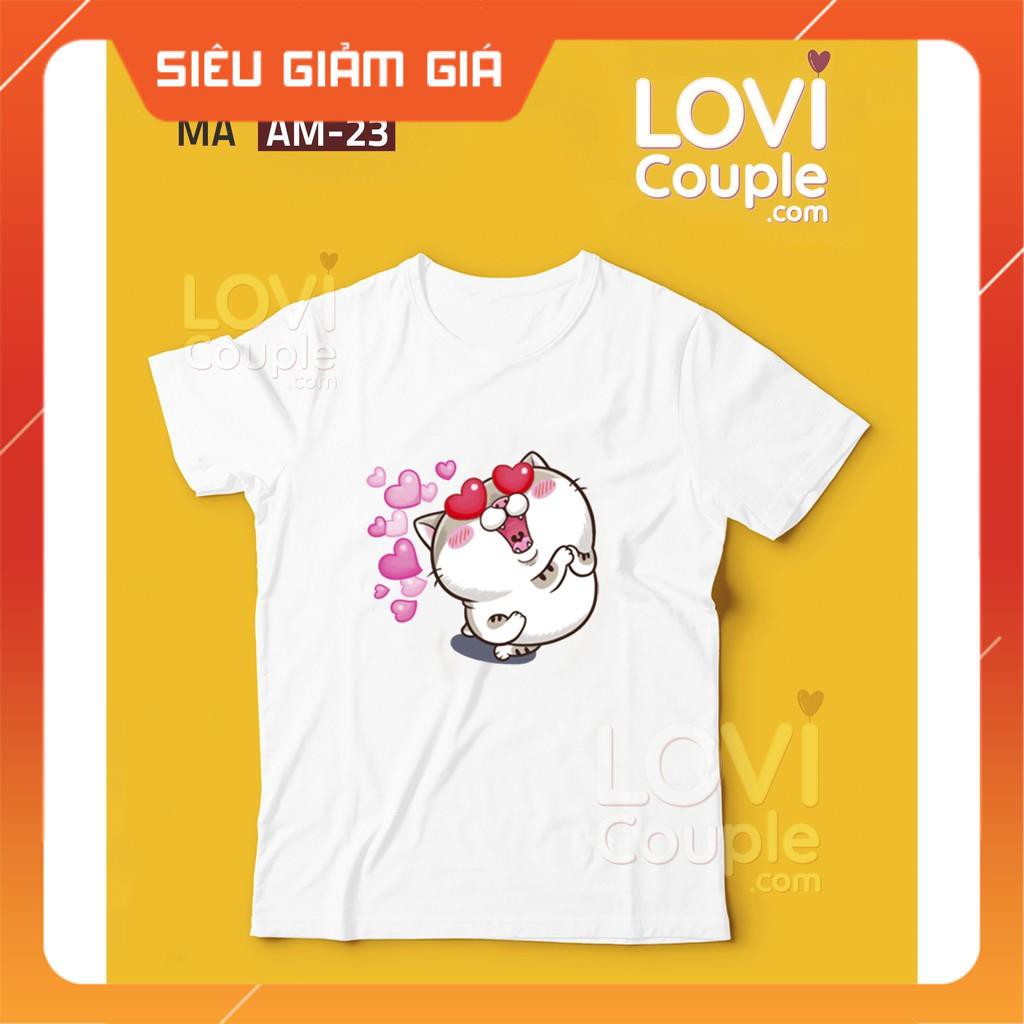ÁO ĐÔI - Áo thun in mèo AMI bụng bự AM17-24 - LoviCouple - Có FeedBack
