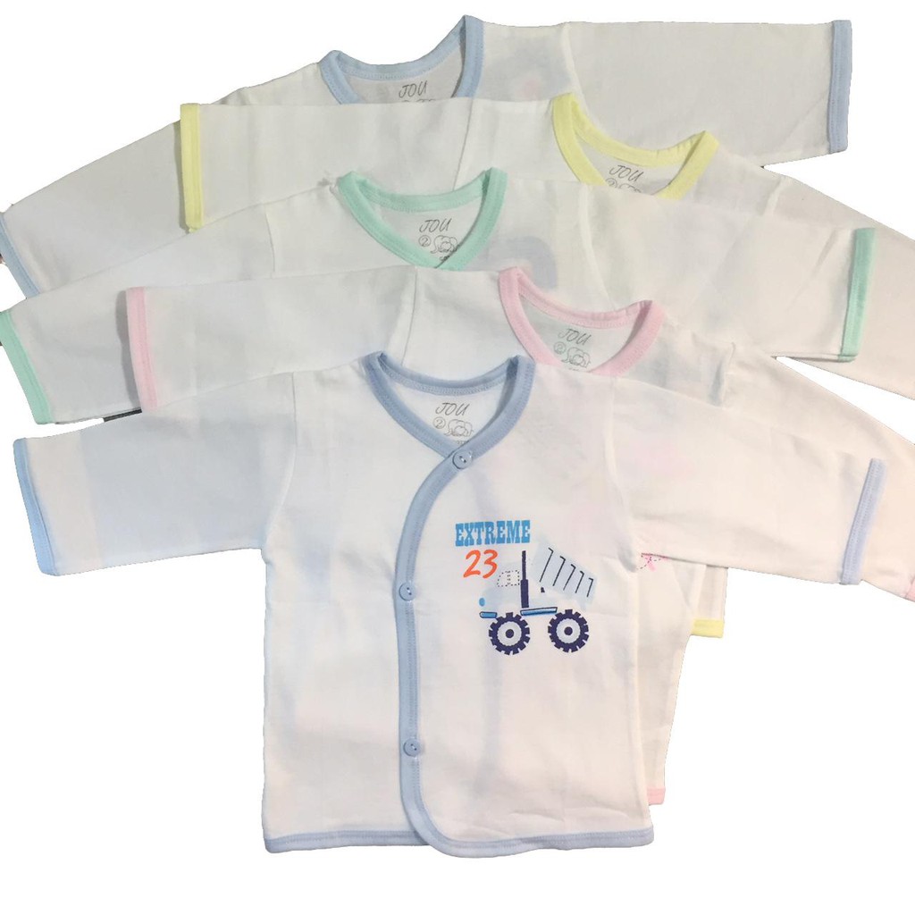 (J03TD) ÁO CÀI XÉO TRẮNG TAY DÀI JOU CHO BÉ (3-11kg) (katydang)