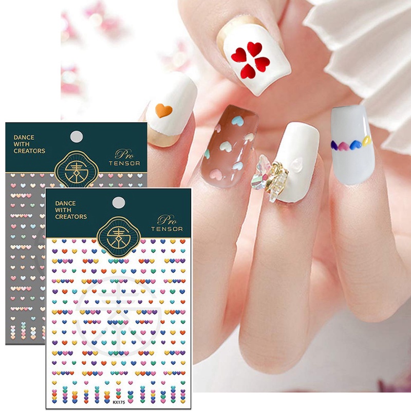 Miếng Dán Trang Trí Móng Tay Hình Trái Tim Nhiều Màu Độc Đáo DIY
