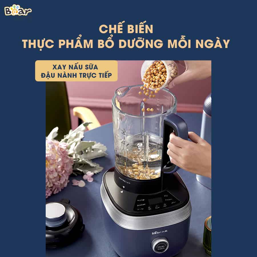Máy nấu sữa hạt, xay sinh tố Bear đa năng 7in1 PBJ-B06S2 dung tích 1.5L chống ồn cao cấp bảo hành 18 tháng