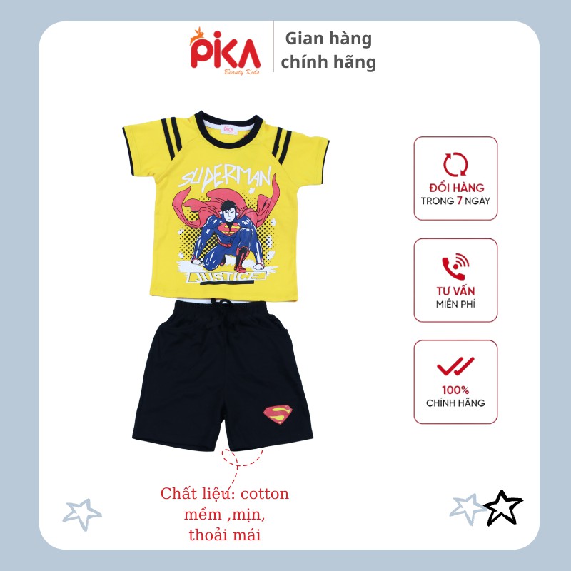 [TẶNG QUÀ]Bộ siêu nhân - bé trai - PIKA KIDS chất liệu cotton mềm mịn bộ quần áo trẻ em