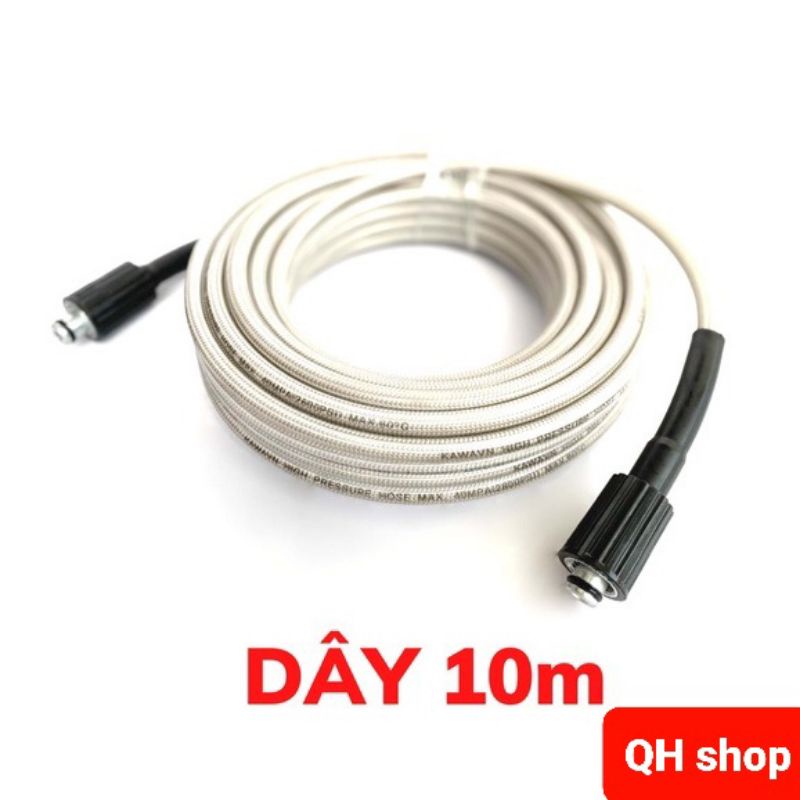 Dây rửa xe, 10, 15, 20, 30m, Dây rửa xe áp lực cao ren 22mm kèm khớp đồng nối đồng