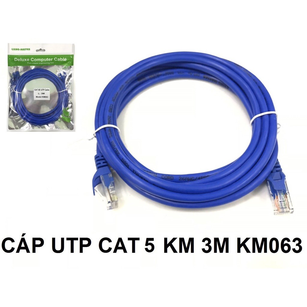 Cáp mạng bấm sẵn cat 5e bấm sẵn 2 đầu Kingmaster 1m KM 061, 2m KM 062, 3m KM 063, 5m KM 064, 10m KM 065