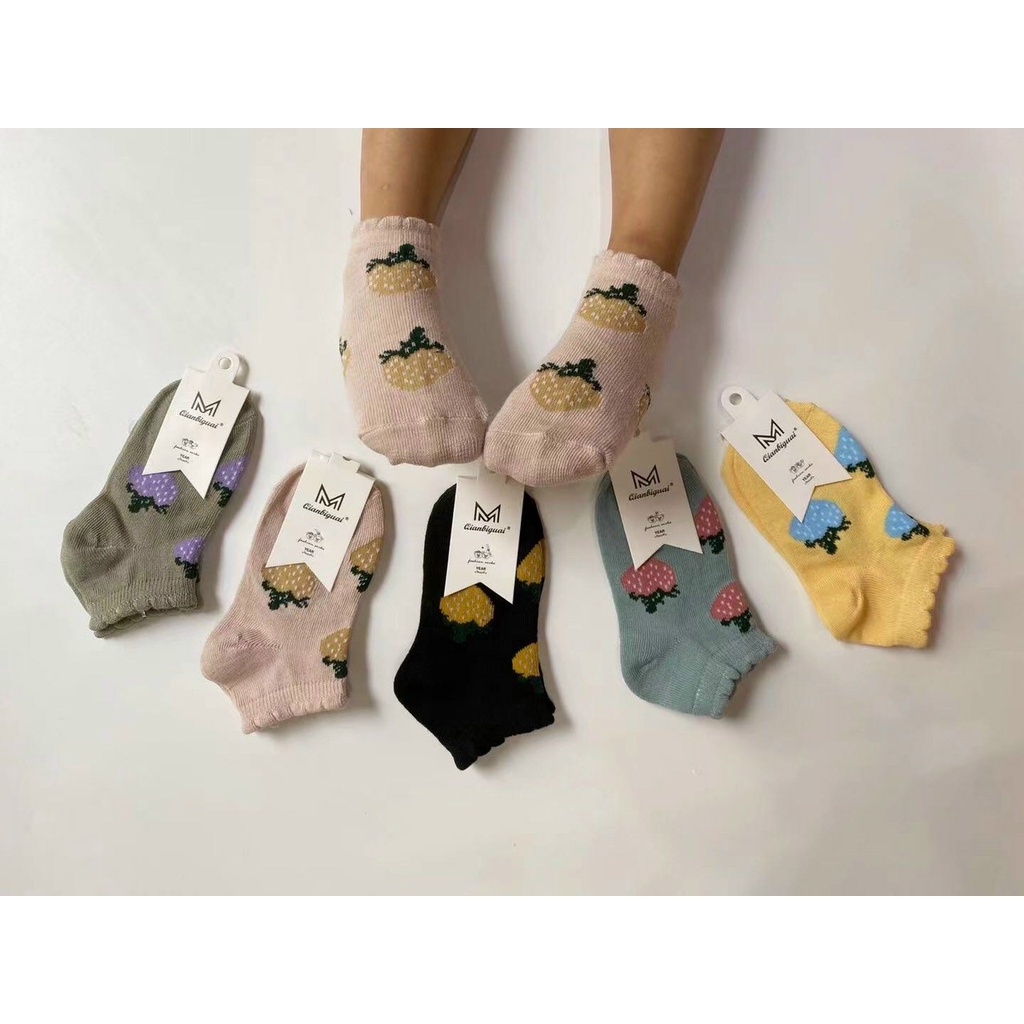 Vớ Tất Cổ Ngắn DÂU TÂY [ FREESHIP ] Tất vải cotton kháng khuẩn, hàng loại 1 bao đổi trả