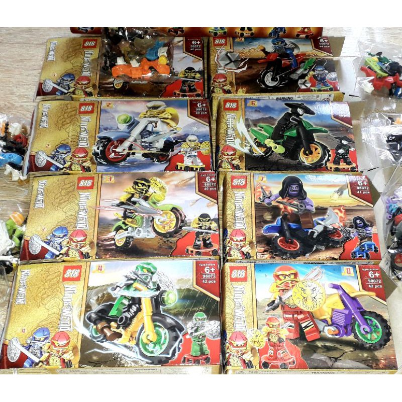 Lắp ráp 1 hộp LegoNinja khiêng Rồng và xe mô tô 98072 có nhiều chi tiết bằng nhựa