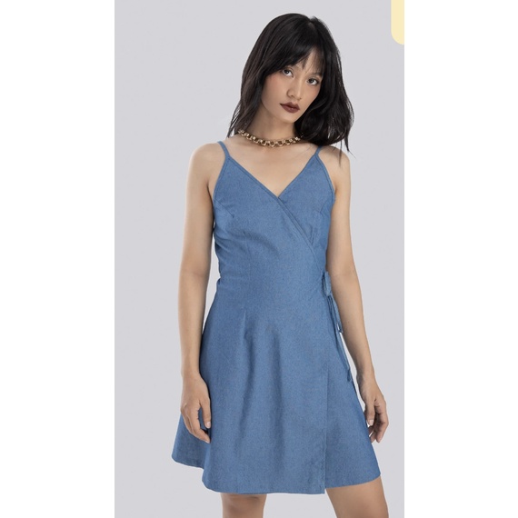 Đầm 2 dây chắp tà Denim May.bi | Xuất khẩu cao cấp | Tiam Clothes