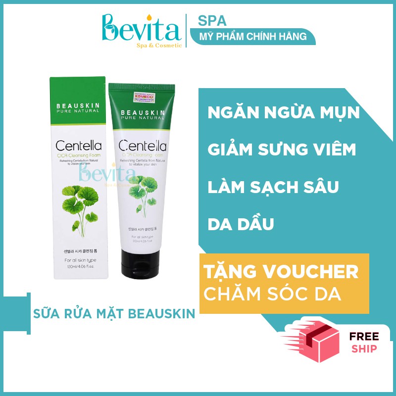 Sữa rửa mặt cho da nhờn mụn Beauskin Centella Cica Cleansing Foam 120ml - Bevita