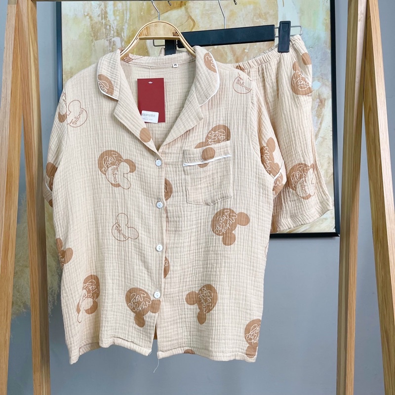 ĐỒ NGỦ XÔ MUSLIN đồ bộ mặc nhà vải xô nhăn hoạ tiết dễ thương | BigBuy360 - bigbuy360.vn
