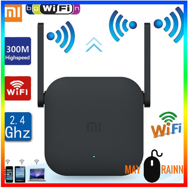 Bộ khuếch đại Wifi Xiaomi Bộ khuếch đại tín hiệu Pro Bộ lặp định tuyến mạng tăng cường tín hiệu Mở rộng Xiaomi Pro 300M 2.4G Bộ khuếch đại WiFi Bộ khuếch đại lặp lại Pro với 2 ăng-ten - ĐEN