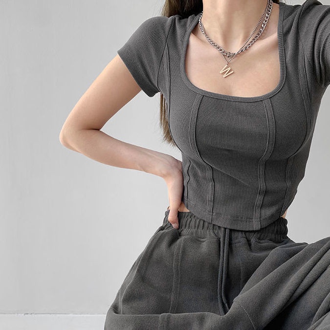 Áo Croptop Tay Ngắn Cổ Vuông JL-TX-292