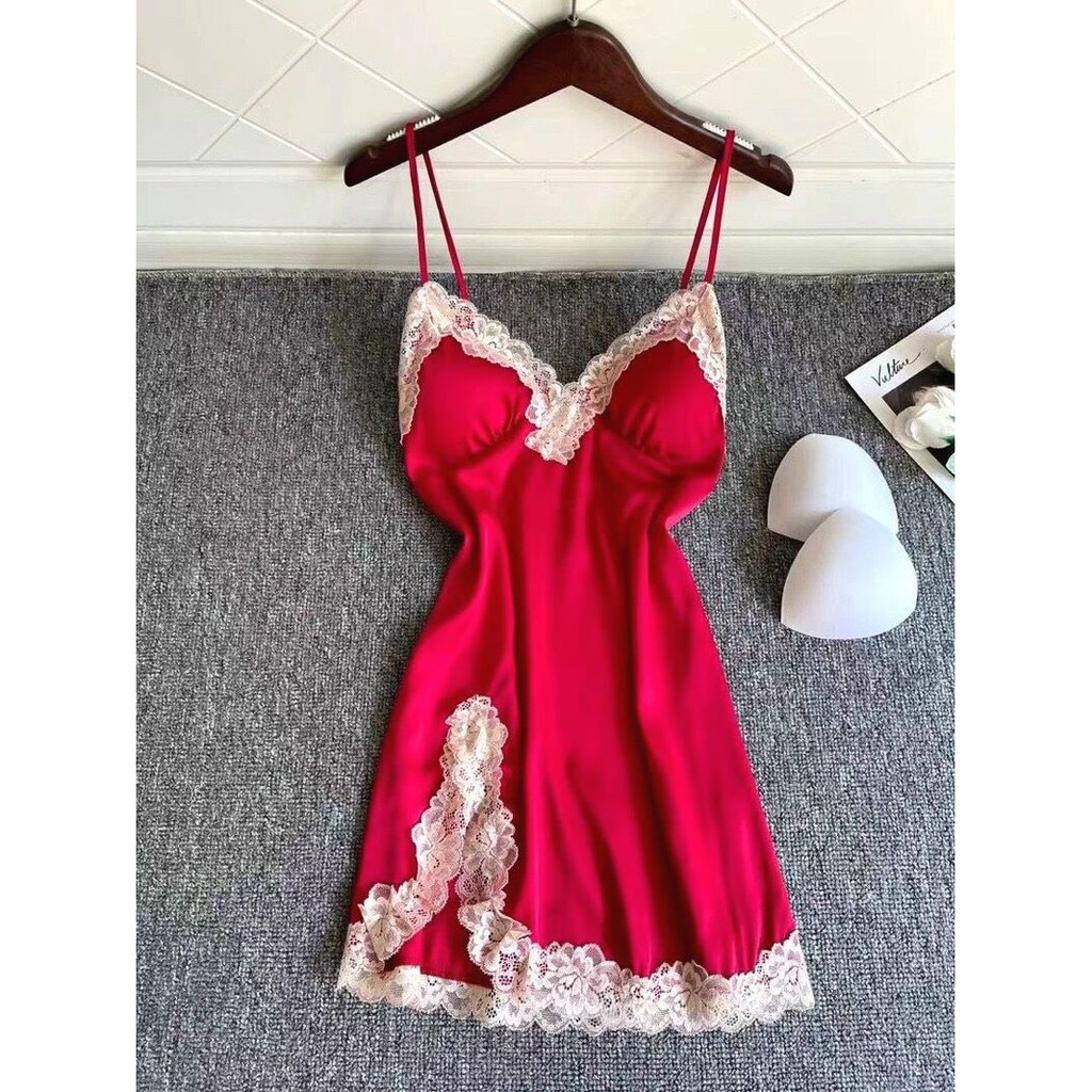 Váy ngủ lụa xẻ đùi sexy ❣️[FREESHIP]❣️ quyến rũ gợi cảm