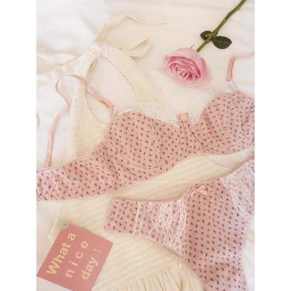 [Mã 252FASHIONSALE giảm 12% đơn 99K] Cotton Crush Áo lót có gọng hồng hoa nhí xinh xắn haruharu.label | BigBuy360 - bigbuy360.vn