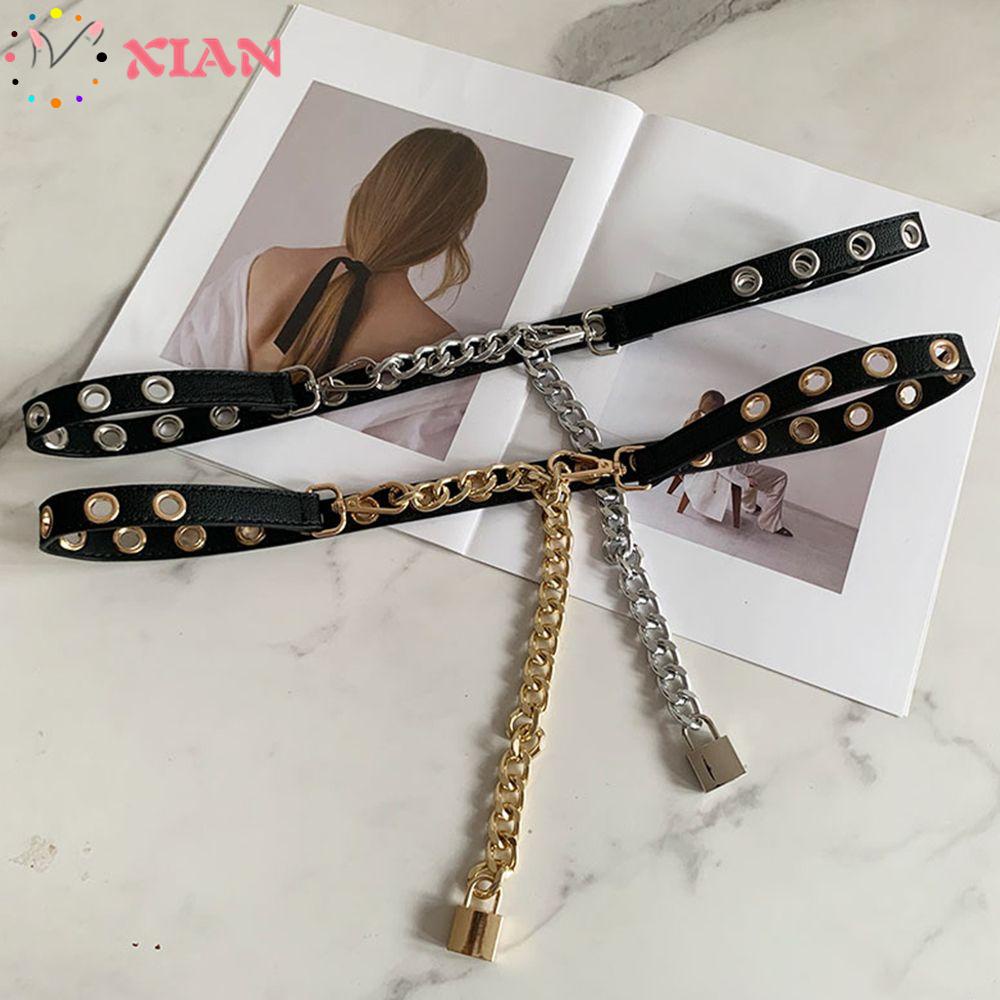 Thắt Lưng Da PU Phối Dây Xích Thời Trang Trang Trí Đầm Sang Trọng