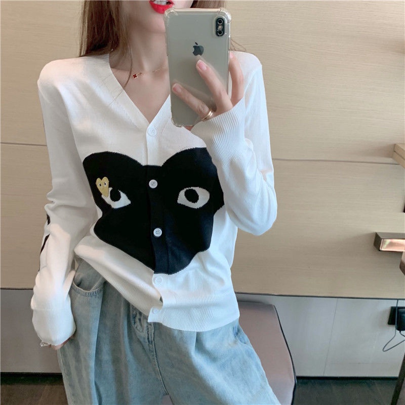 Áo khoác cardigan dệt kim mỏng cổ chữ V tay dài thời trang nữ