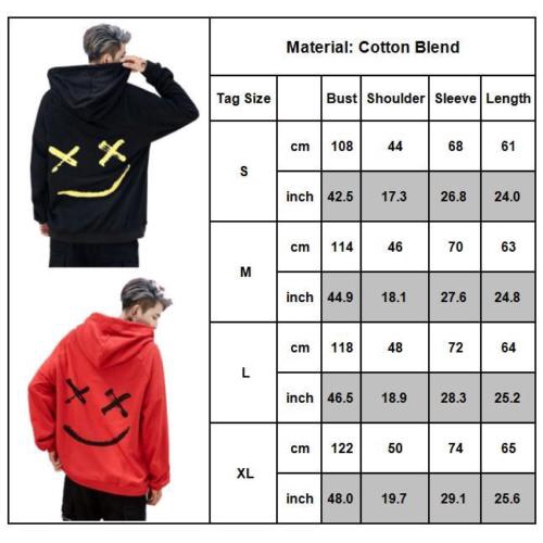 Áo hoodie dáng rộng in hình mặt cười cho nam