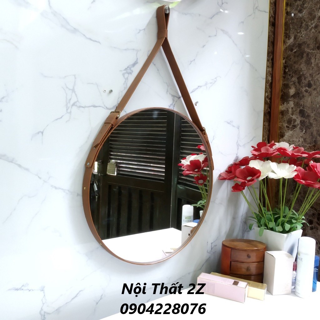 Gương Tròn Treo Tương Dây Da Cao Cấp D50