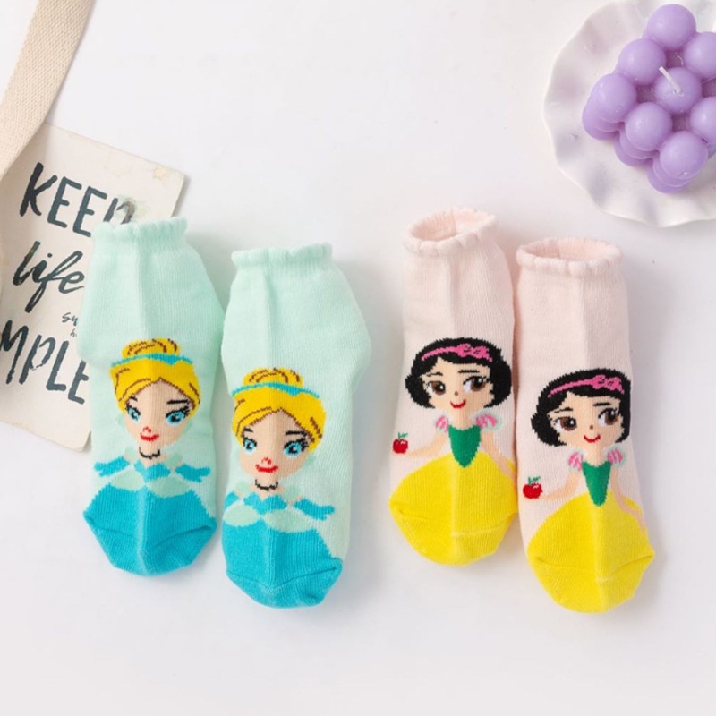 Set 5 Đôi Tất Ngắn In Hình Công Chúa Disney Dễ Thương Cho Bé Gái 3-12 Tuổi