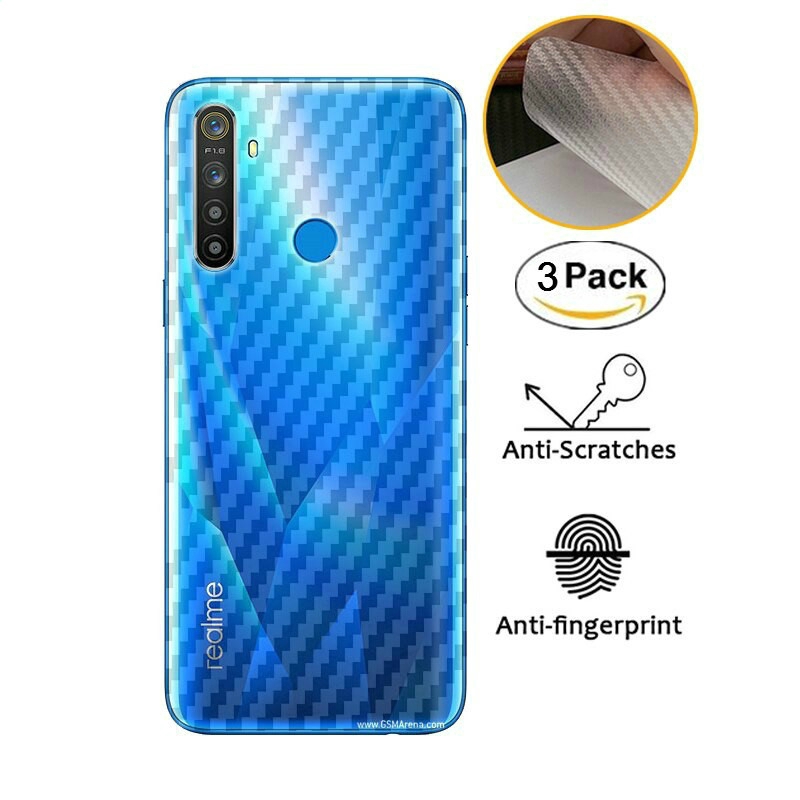 Set 3 Miếng Dán Sợi Carbon 3d Bảo Vệ Mặt Sau Cho Realme 7 7i 7 Pro C17 C15 C12 C11 C3 C2 6i / 6 Pro 5i / 5 Pro 3 Pro Xt A52 A92 A5S A3S A5 A9 2020
