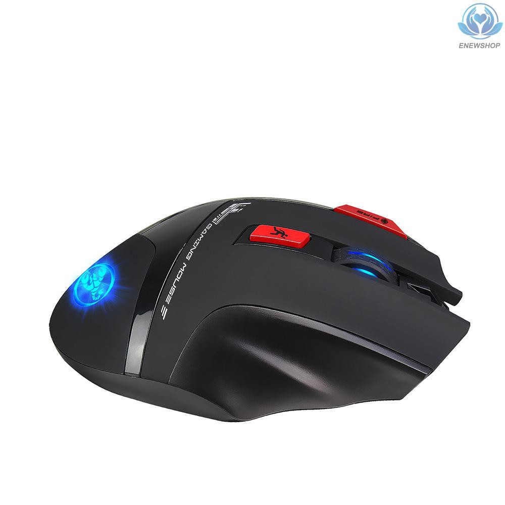 【enew】HXSJ T88 Wireless Gaming Mouse Rechargeable 7 Key Ergonomic Design Macro Programming Adjustable 4800DPI Optical Computer Mouse 2.4Hz Mice for PC Laptop