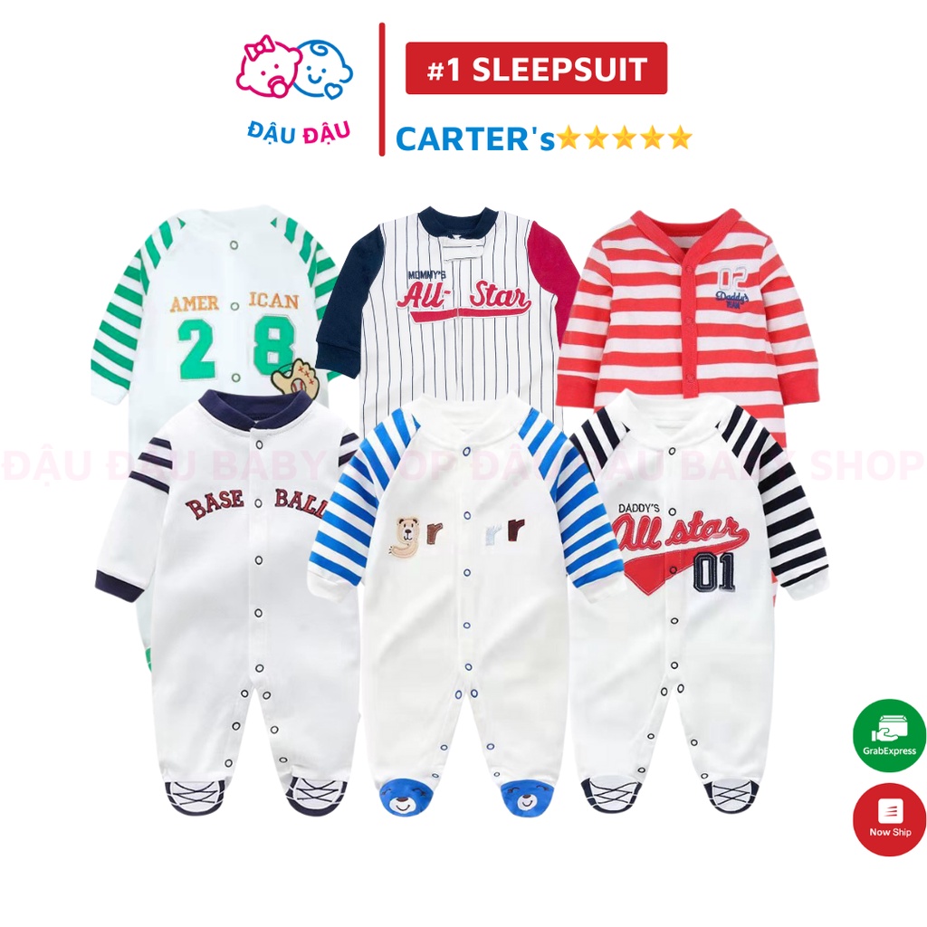 Sleepsuit body dài tay liền tất sơ sinh, bé trai CARTER - PREMIUM COTTON - BST 1