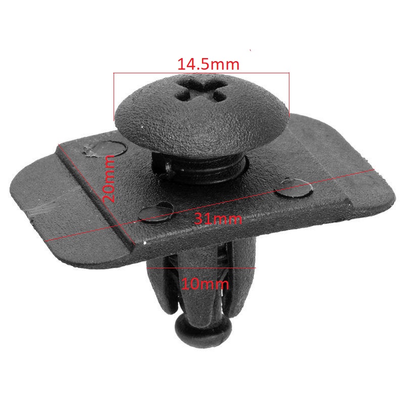 Set 10 Đinh tán nhựa 10mm màu đen phụ tùng cho xe hơi Mazda - Chốt vít nở cho ô tô