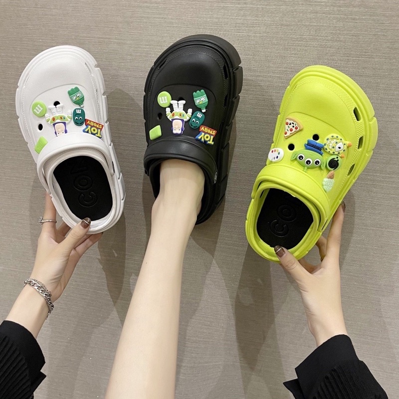 Dép Cross nữ tặng kèm Sticker dễ thương bản cao cấp đế 5cm - Dép sục nữ đế độn siêu nhẹ đi chơi - SL030