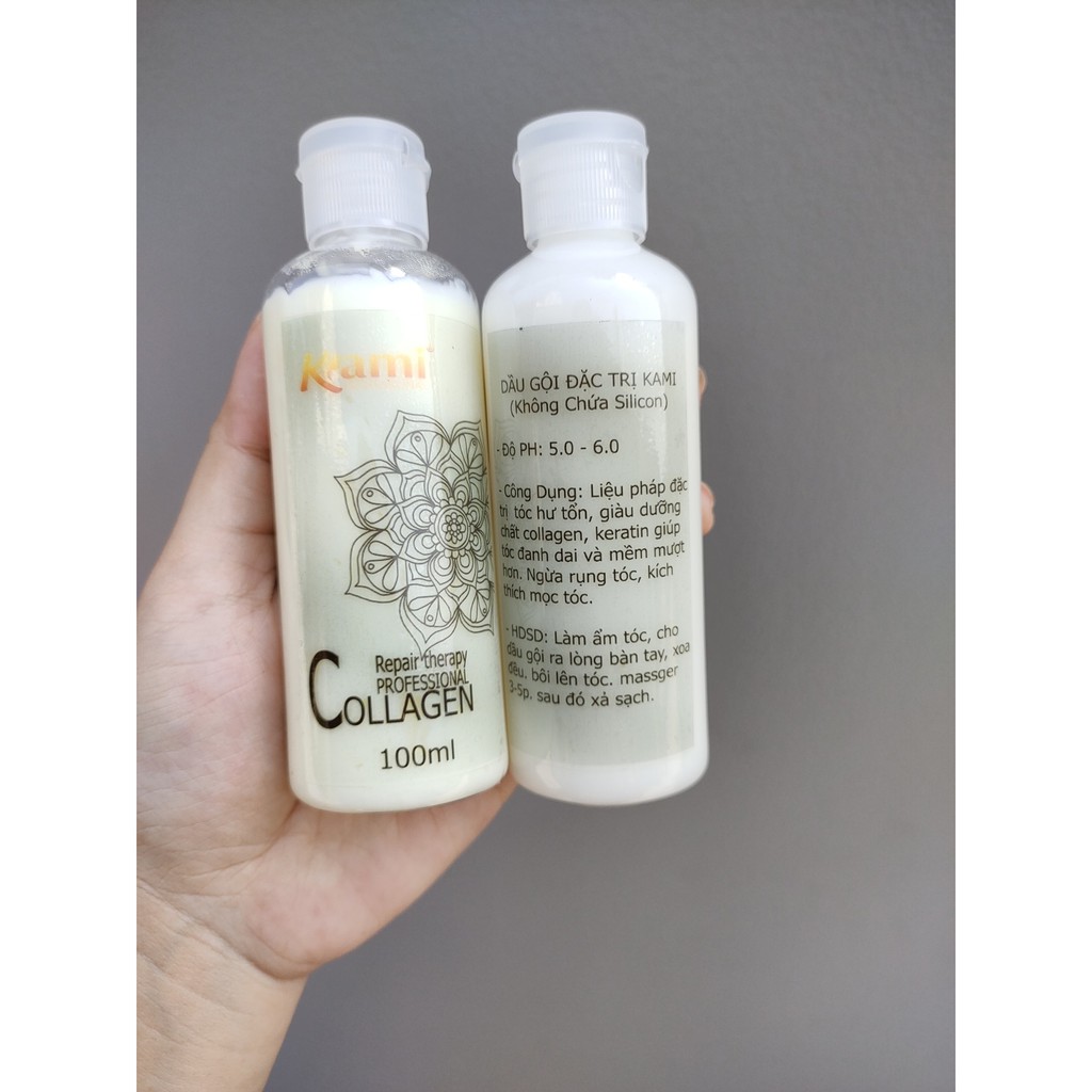 CẶP DẦU GỘI - DẦU XẢ TÓC COLLAGEN KHÔNG CHỨA SILICONE KAMI 100mlx2