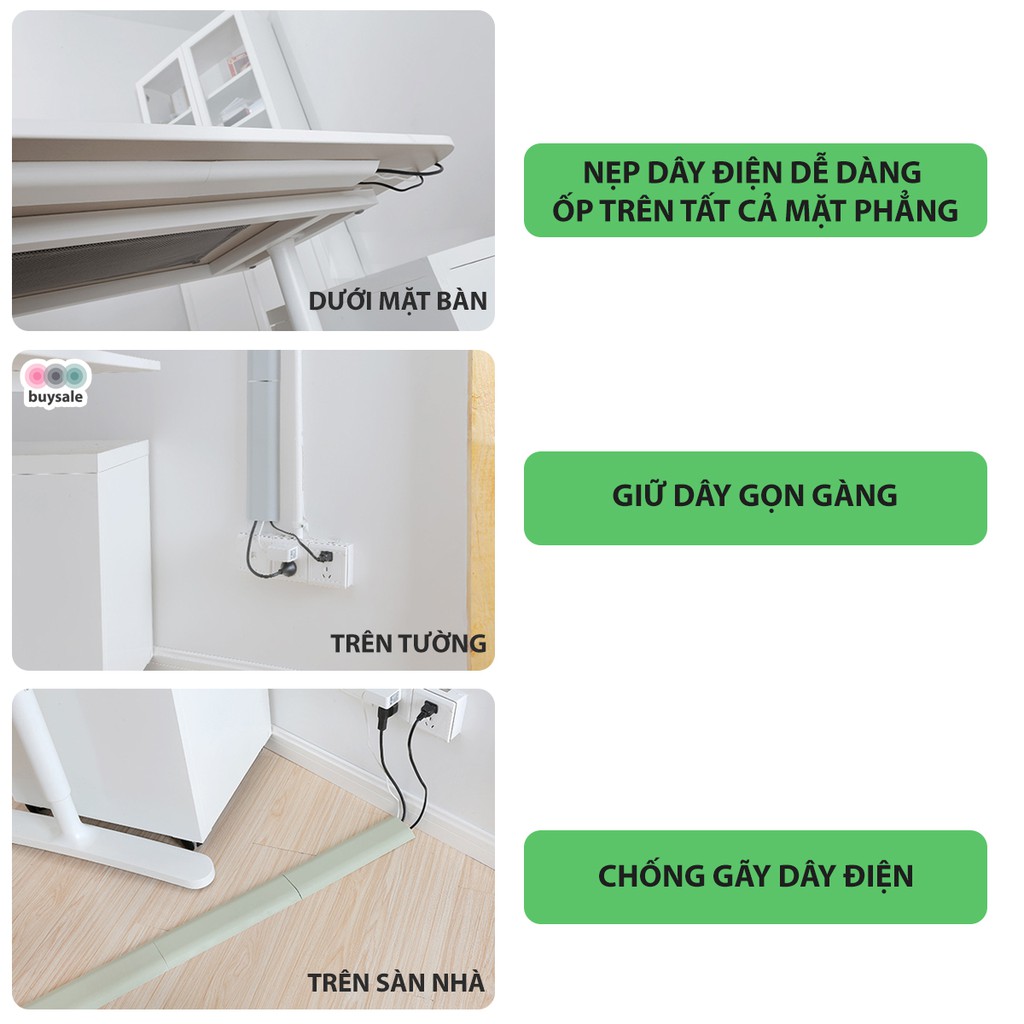 Thanh nẹp ốp tường luồn dây điện chống rối và chống gãy - buysale - BSPK133