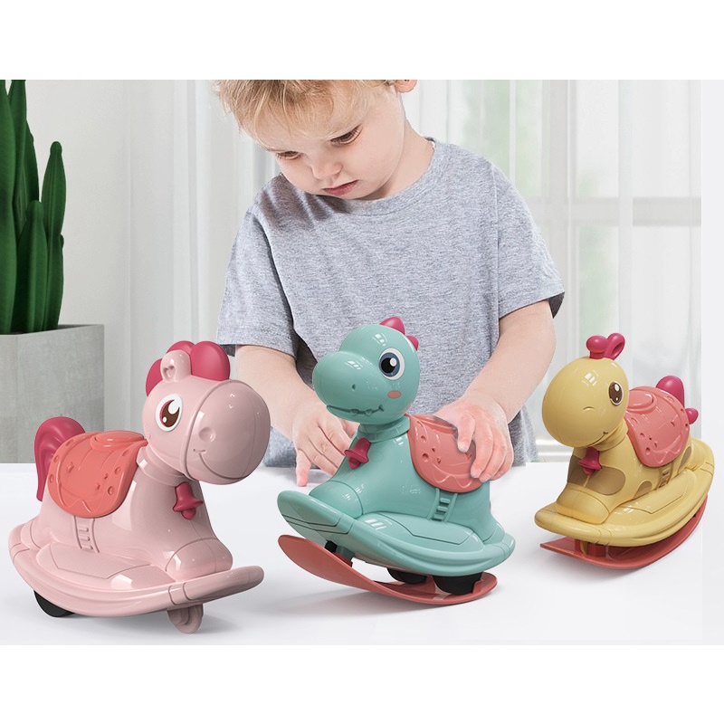 Xe Đồ Chơi Ngựa Bập Bênh, Lật Đật Biết Chạy, Nhựa ABS An Toàn Cho Bé Không Chứa BPA