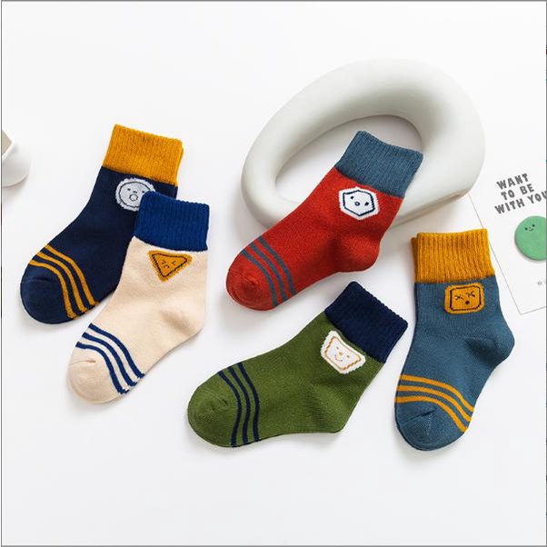 Vớ Cho Bé Trai (Set 5 Đôi) - Tất Cho Bé Trai Bé Gái - Thoáng Khí Mềm Mịn